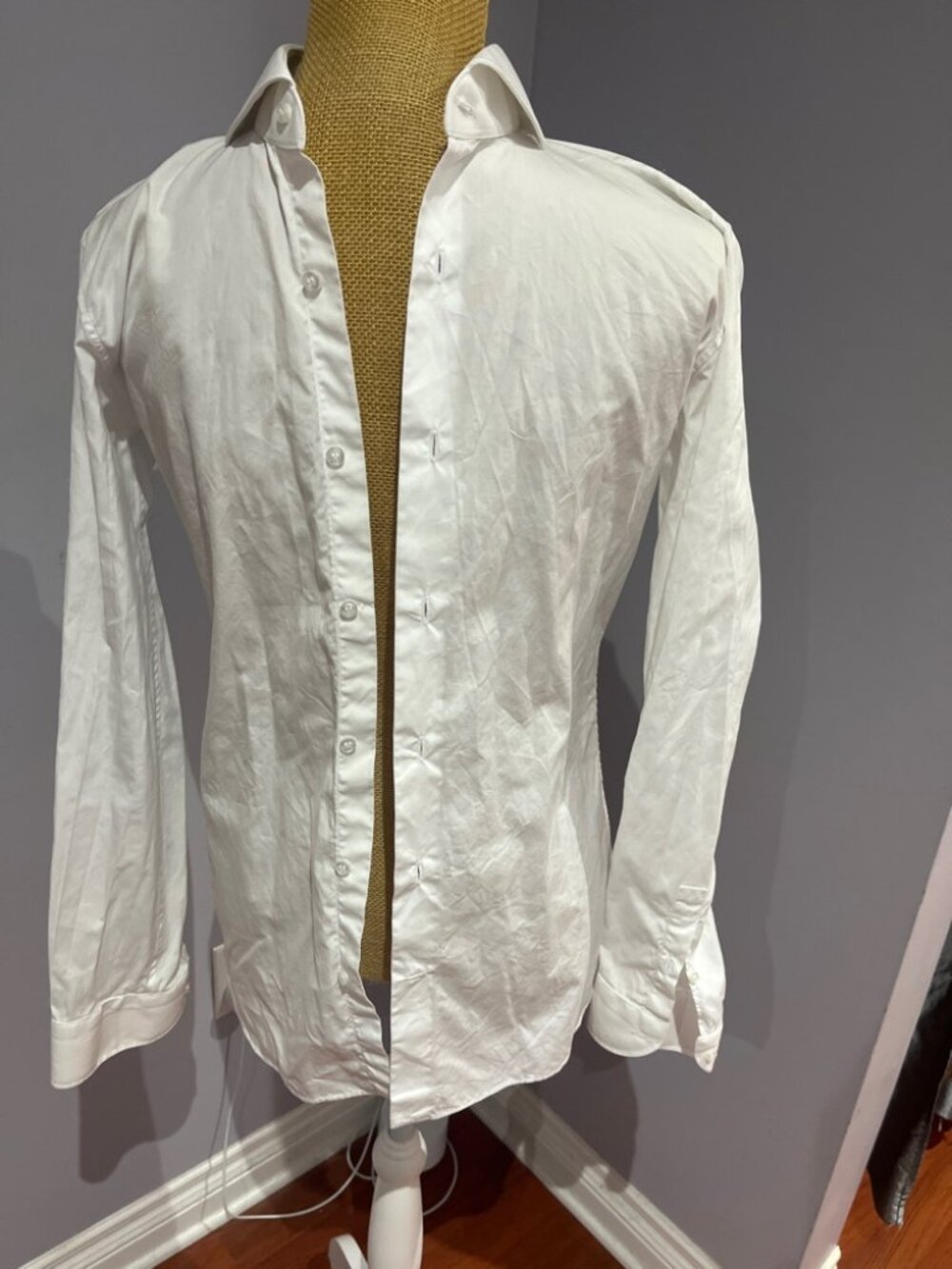 YOSS Made In Little Italy Sartorial White Dress Shirt Mens Slim Fit S Small 15